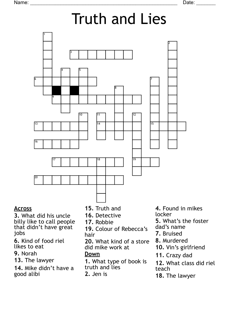 Truth and Lies Crossword