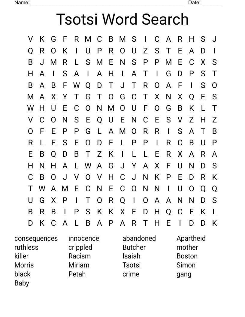 Tsotsi Word Search