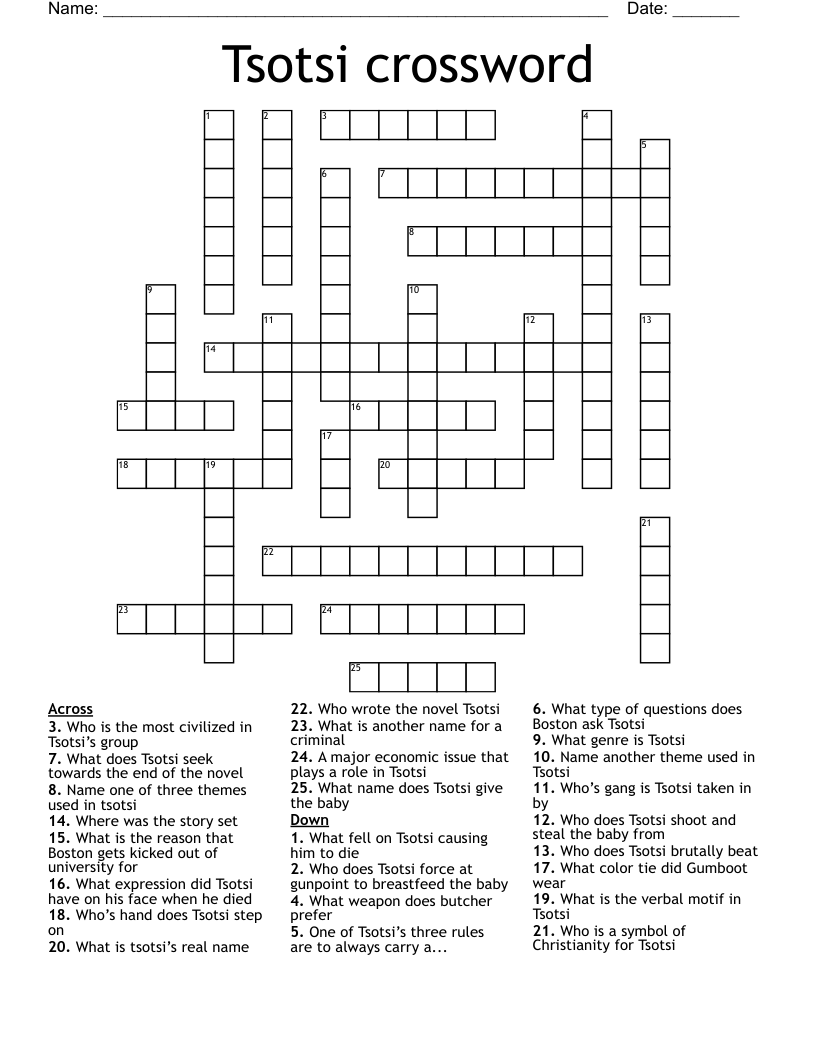 Tsotsi crossword 