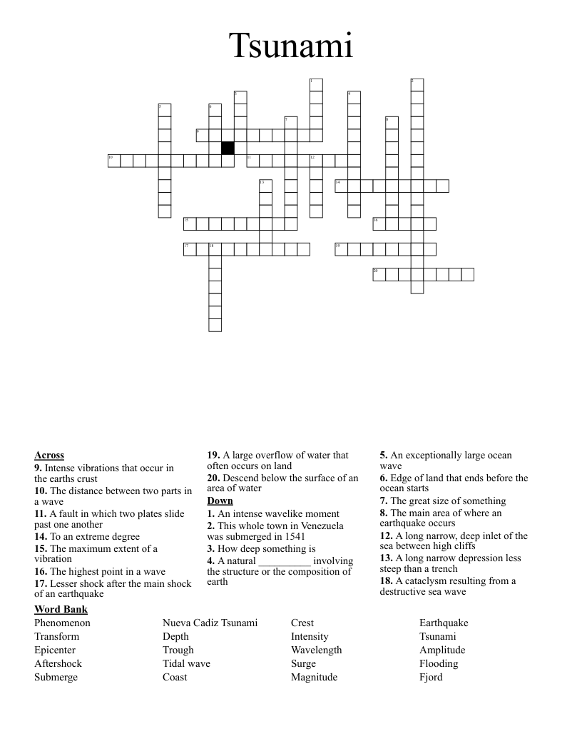 Tsunami Crossword