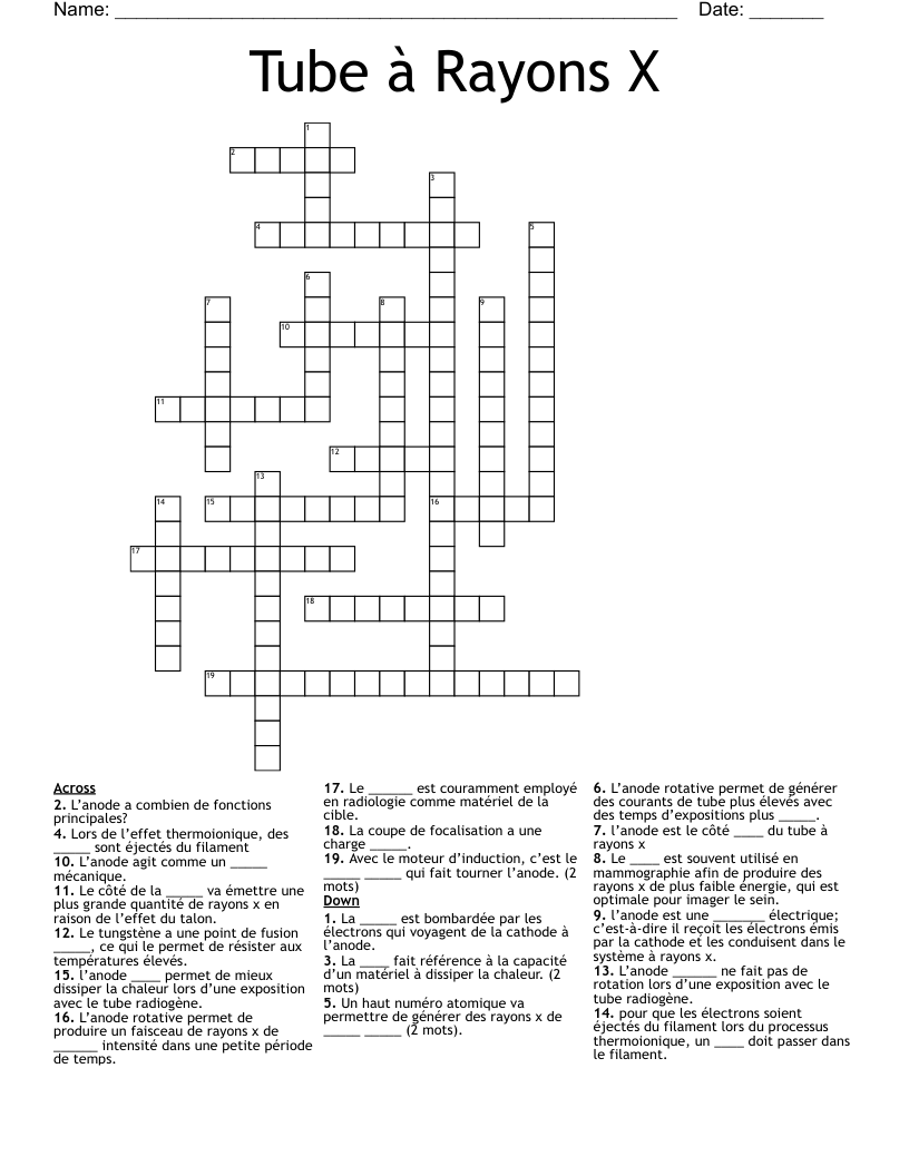 Tube à Rayons X Crossword