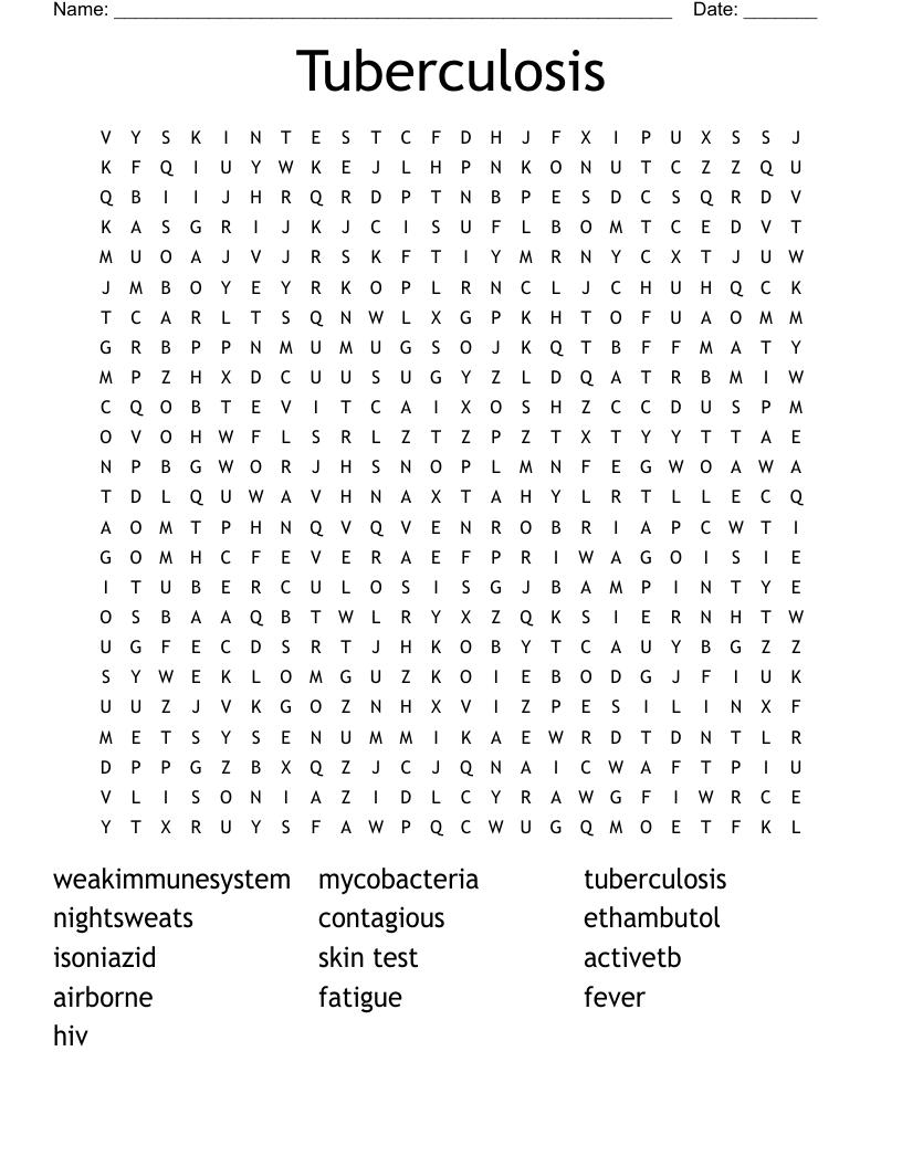 Tuberculosis Word Search