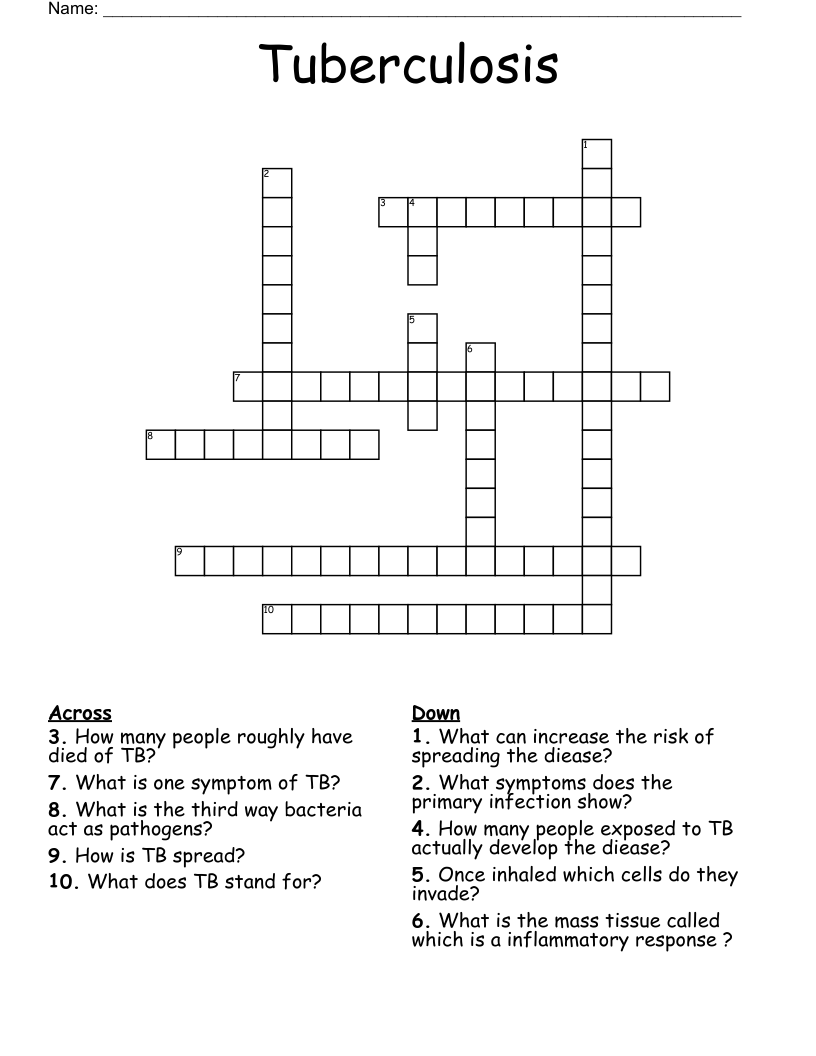 Tuberculosis Crossword