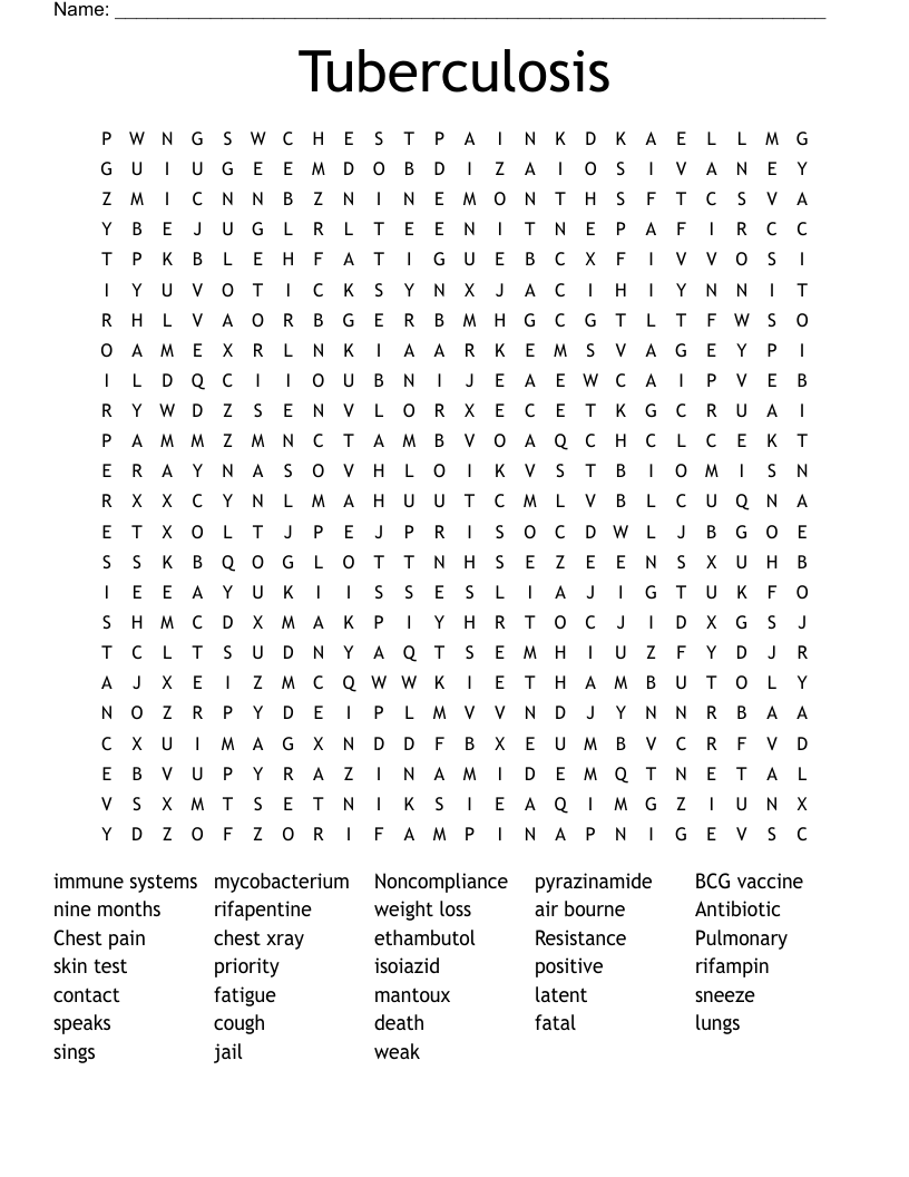 Tuberculosis Word Search