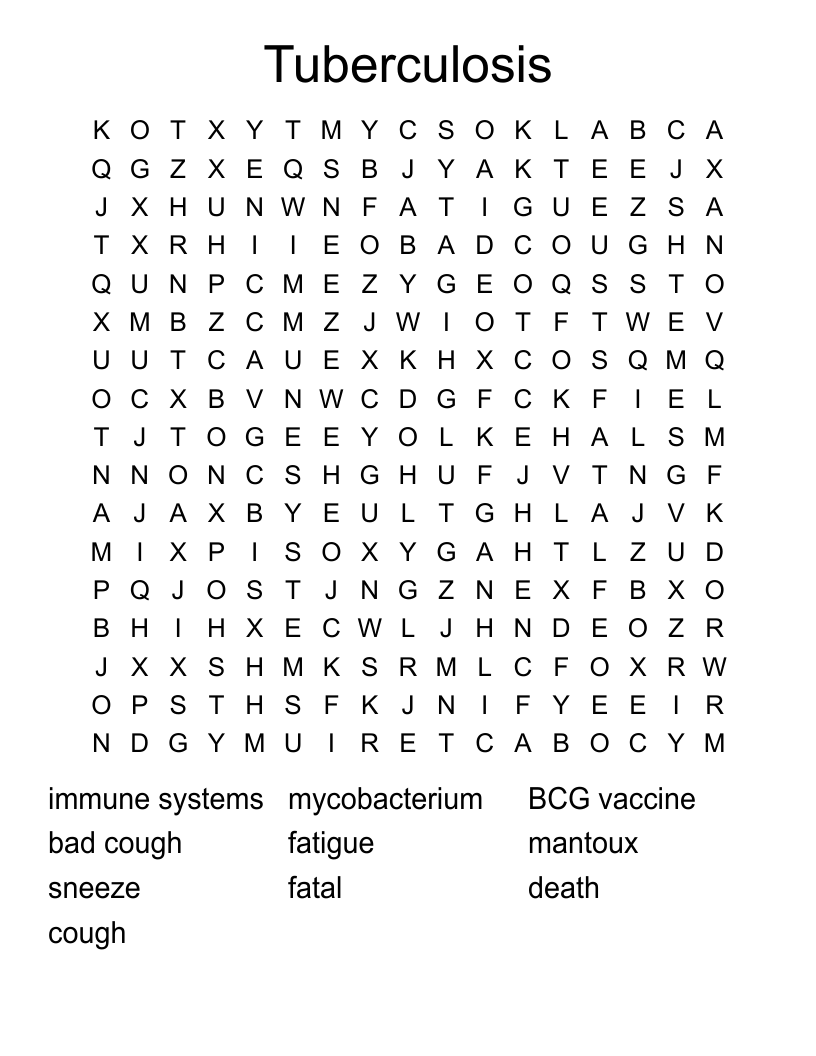 Tuberculosis Word Search