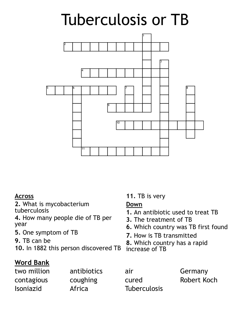 Tuberculosis or TB Crossword