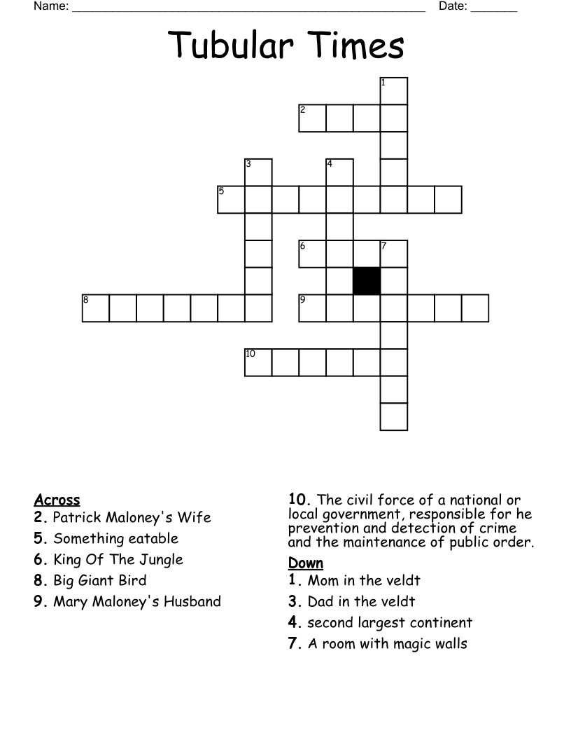 Tubular Times Crossword