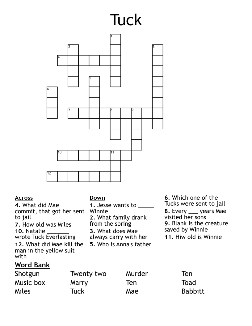Tuck Crossword