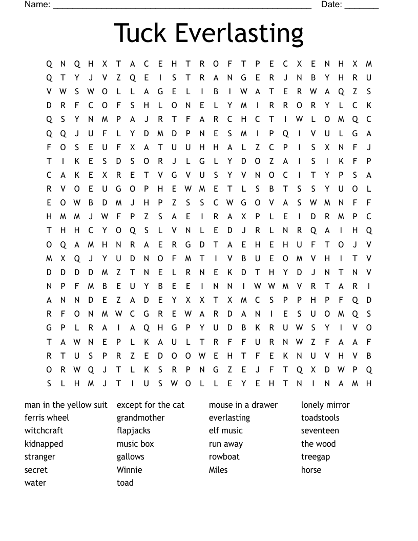Tuck Everlasting Word Search