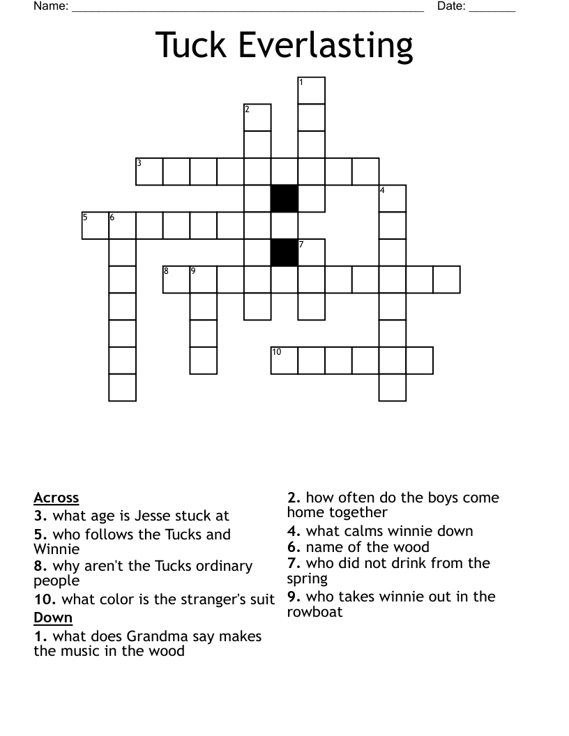 Tuck Everlasting Crossword