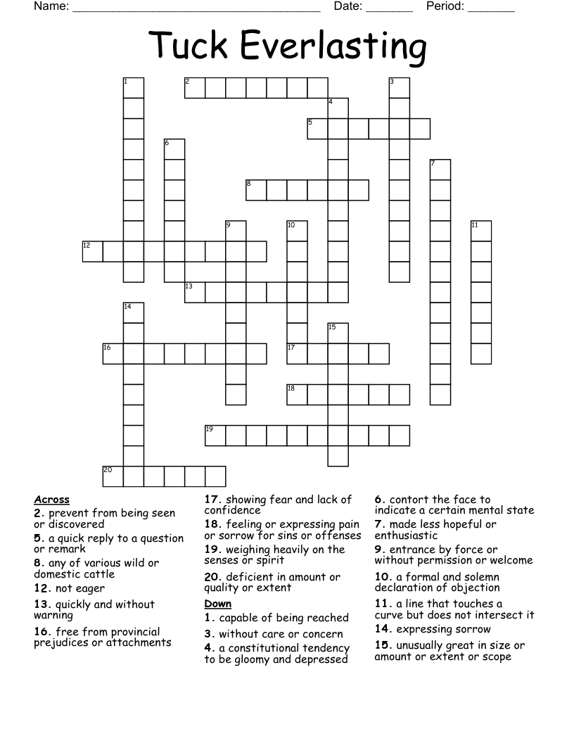 Tuck Everlasting Crossword