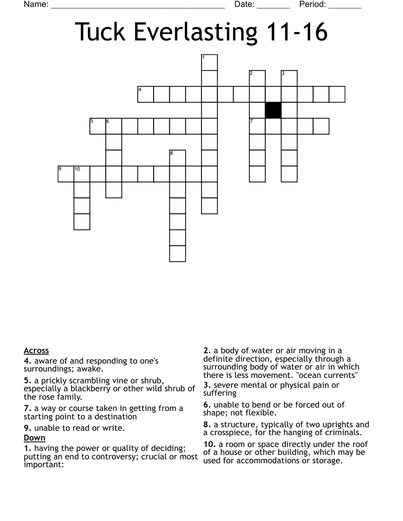 Tuck Everlasting 11-16 Crossword