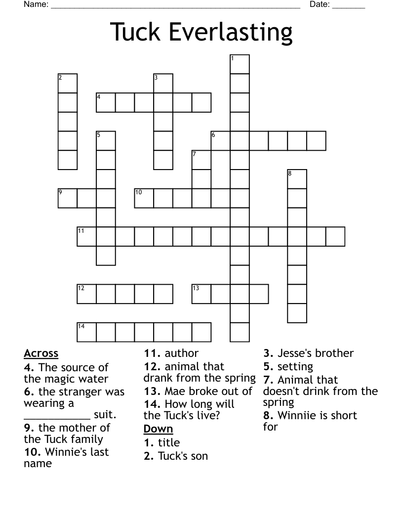 Tuck Everlasting Crossword
