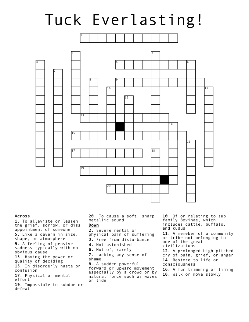 Tuck Everlasting! Crossword