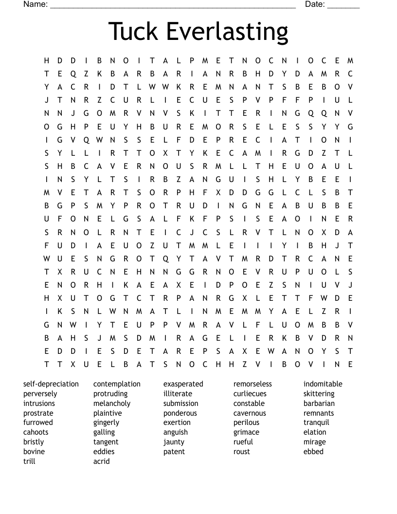 Tuck Everlasting Word Search