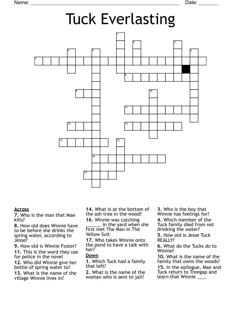 Tuck Everlasting Crossword