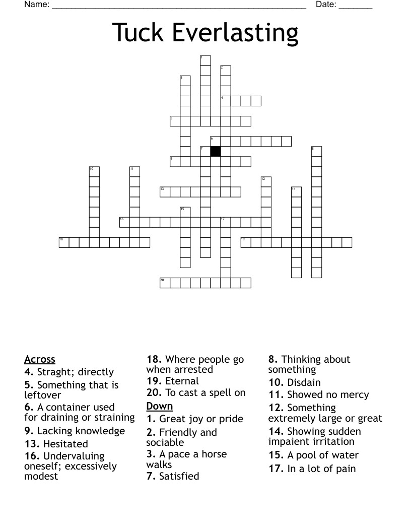 Tuck Everlasting Crossword