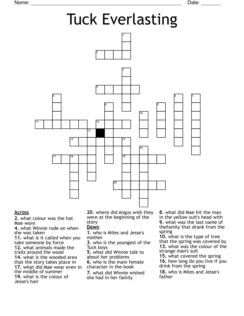 Tuck Everlasting Crossword