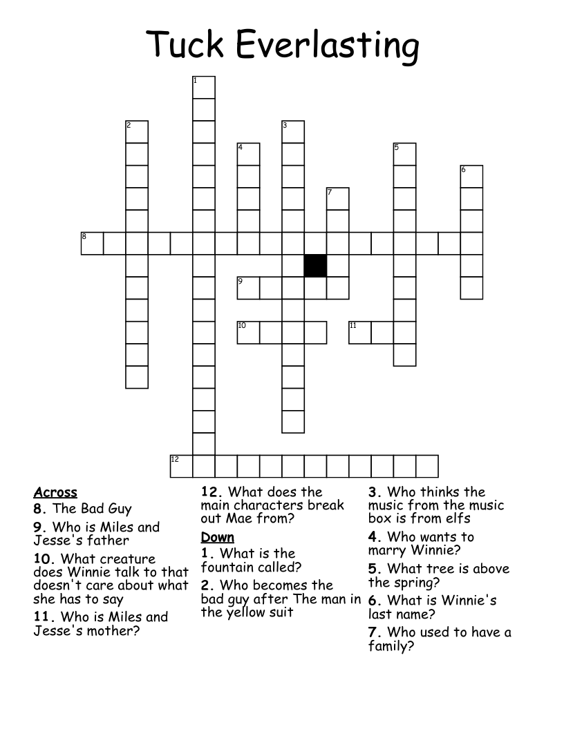 Tuck Everlasting Crossword
