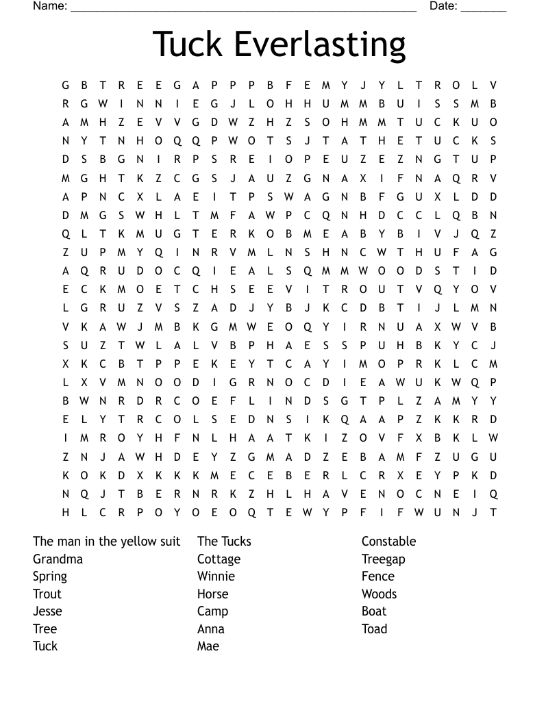 Tuck Everlasting Word Search