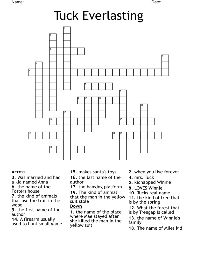 Tuck Everlasting Crossword
