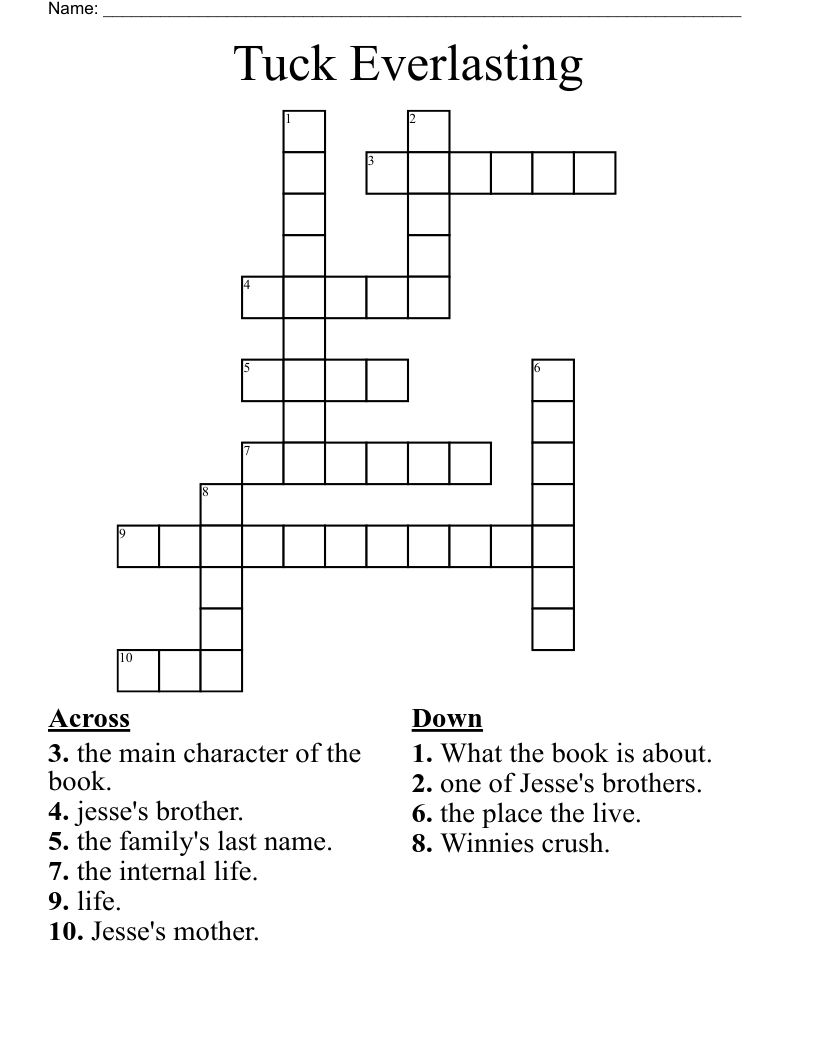 Tuck Everlasting Crossword
