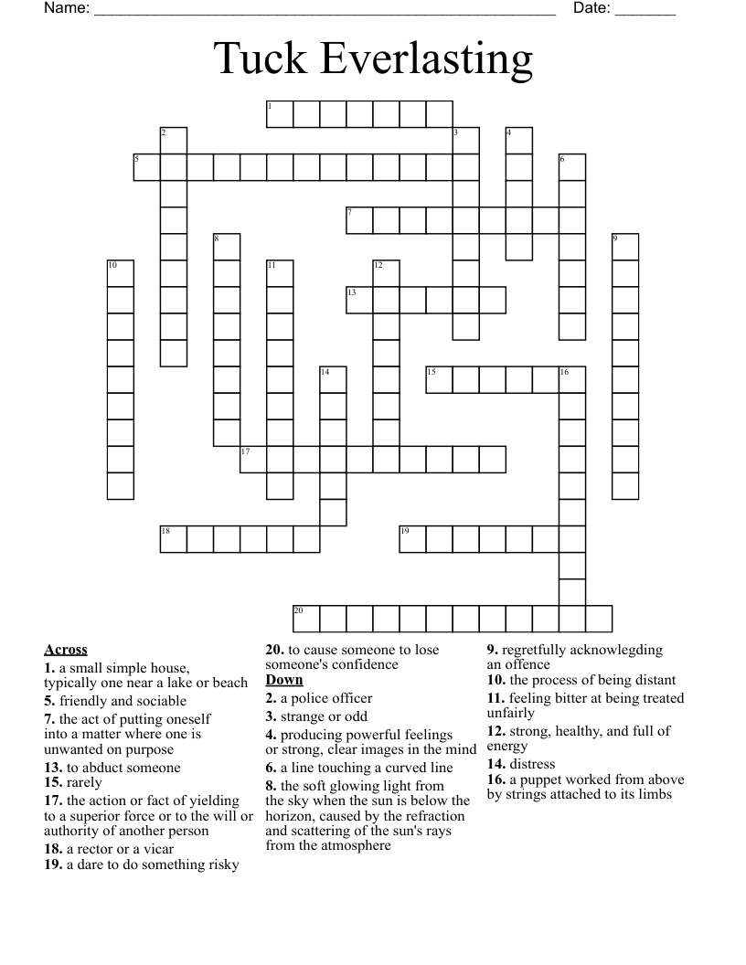 Tuck Everlasting Crossword