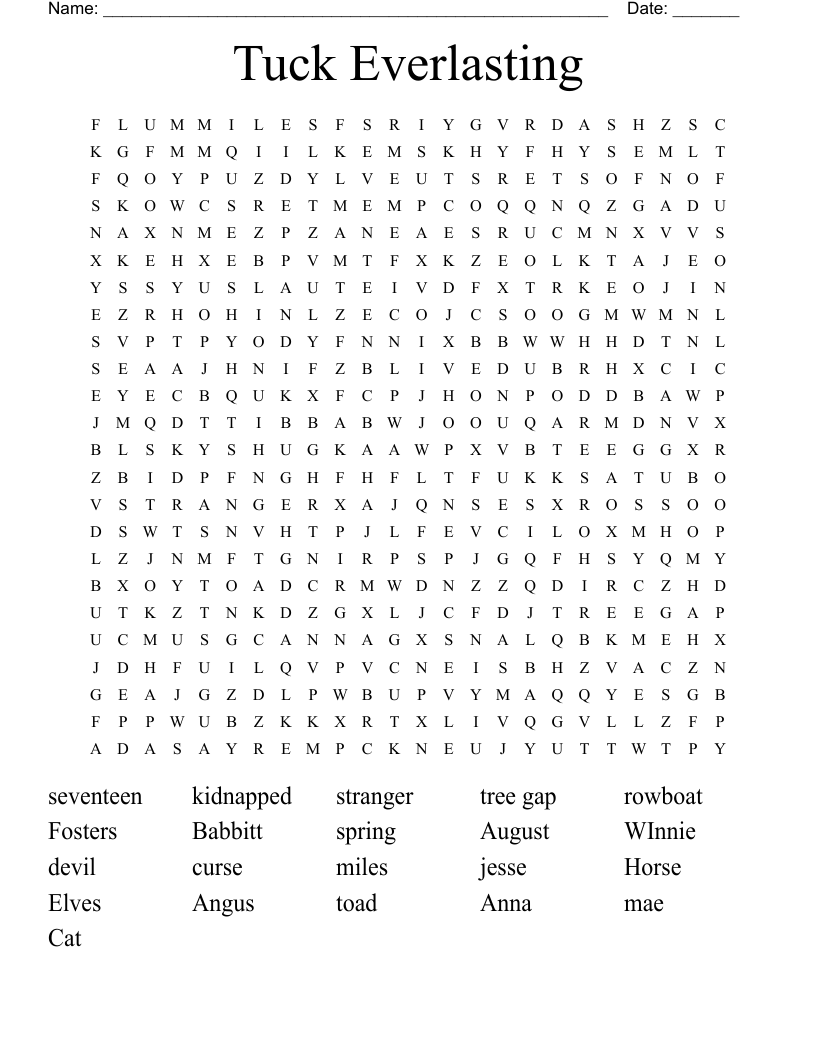 Tuck Everlasting Word Search