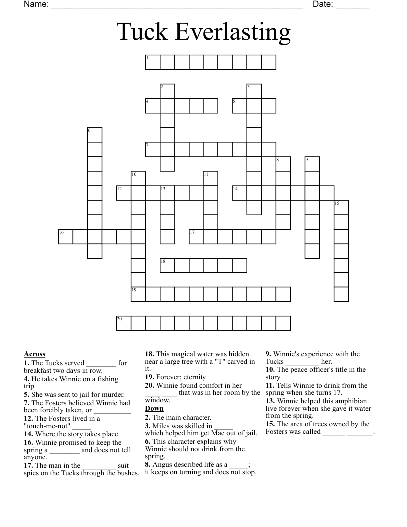 Tuck Everlasting Crossword