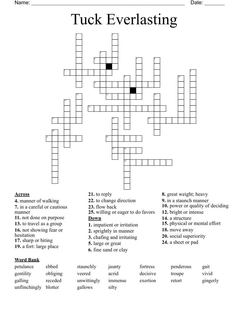Tuck Everlasting Crossword