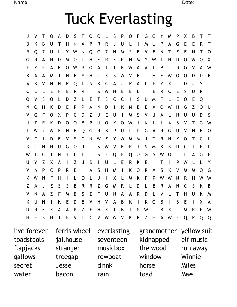 Tuck Everlasting Word Search