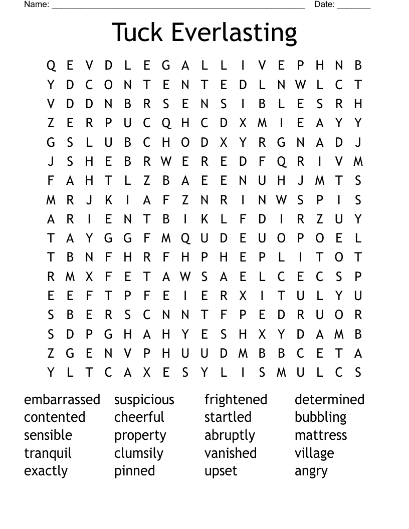 Tuck Everlasting Word Search