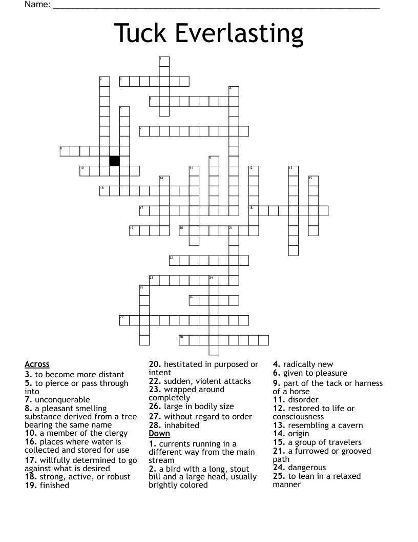 Tuck Everlasting Crossword