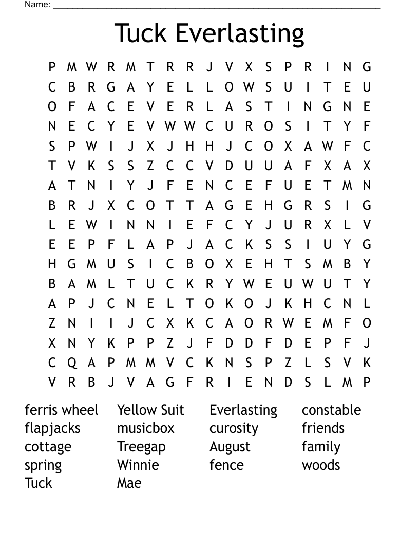 Tuck Everlasting Word Search