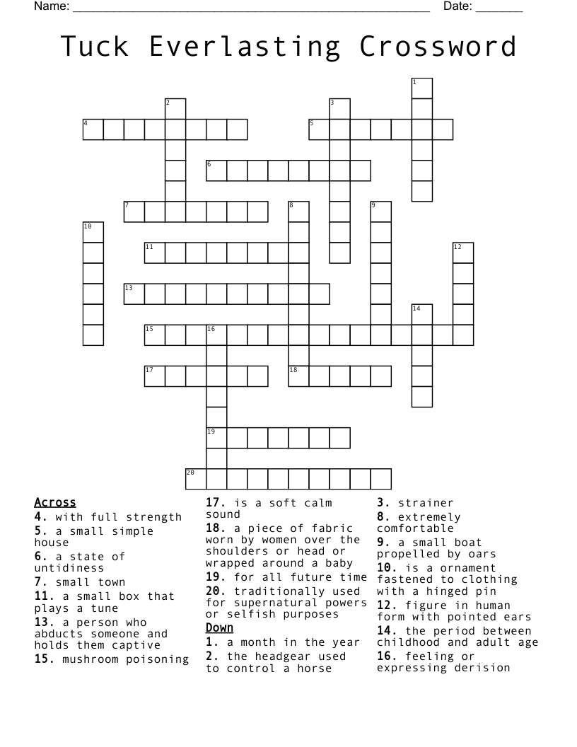 Tuck Everlasting Crossword