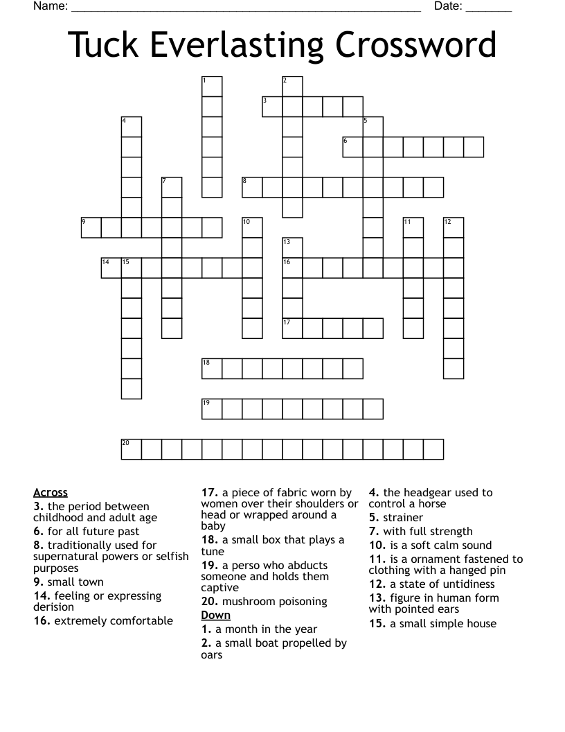 Tuck Everlasting Crossword 