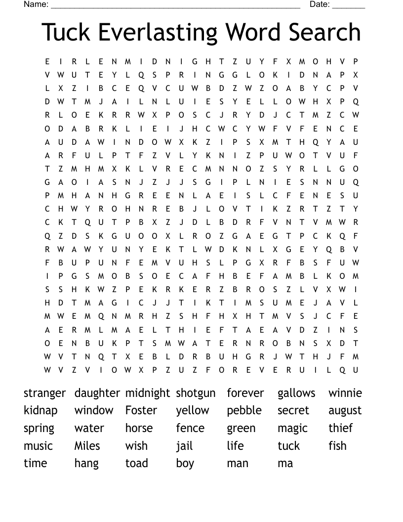 Tuck Everlasting Word Search