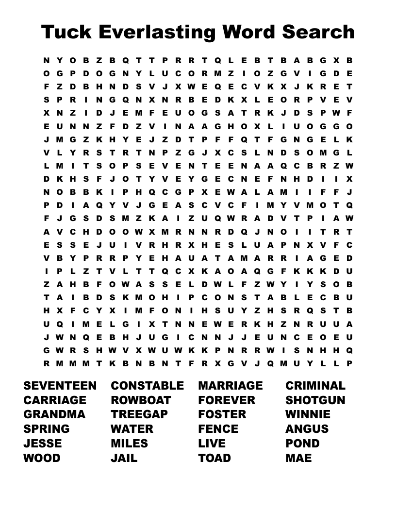 Tuck Everlasting Word Search