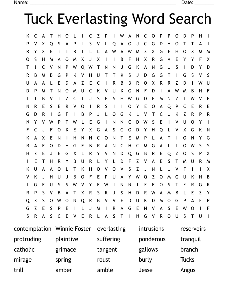 Tuck Everlasting Word Search