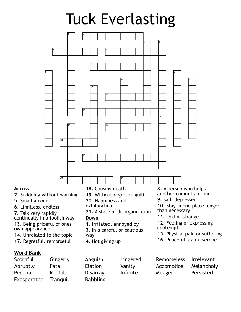 Tuck Everlasting  Crossword