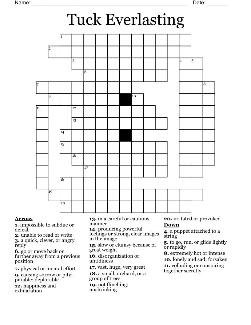 Tuck Everlasting  Crossword