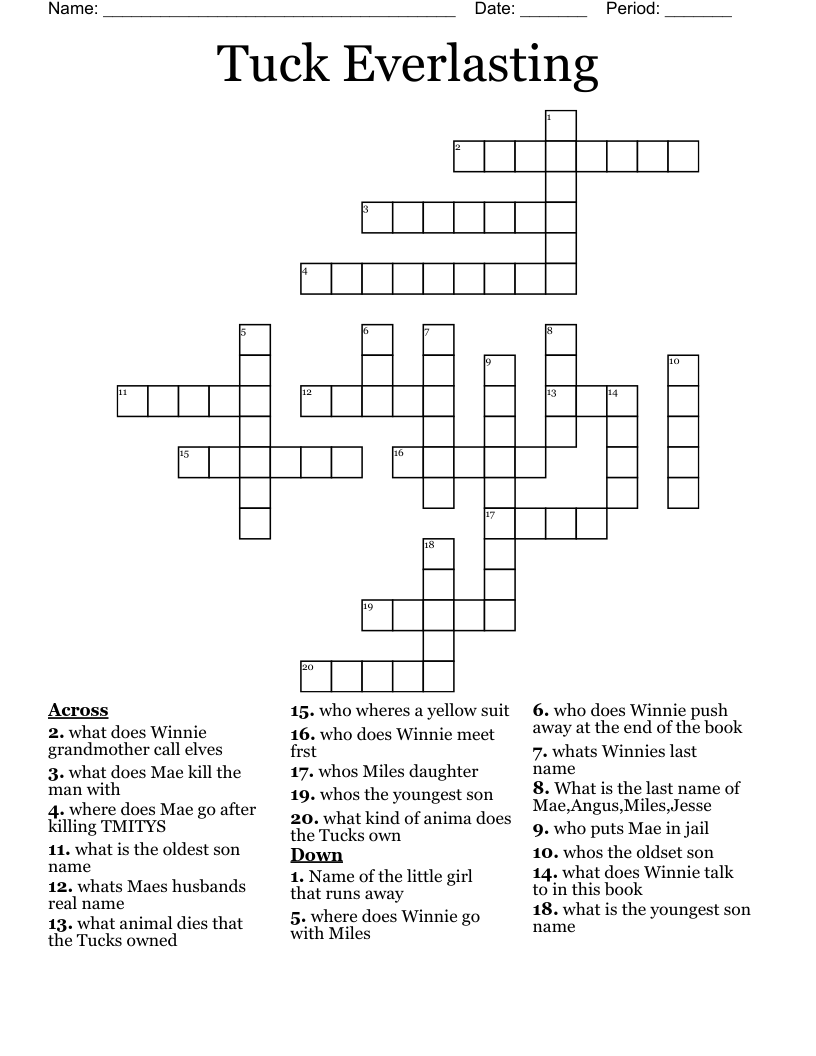 Tuck Everlasting  Crossword