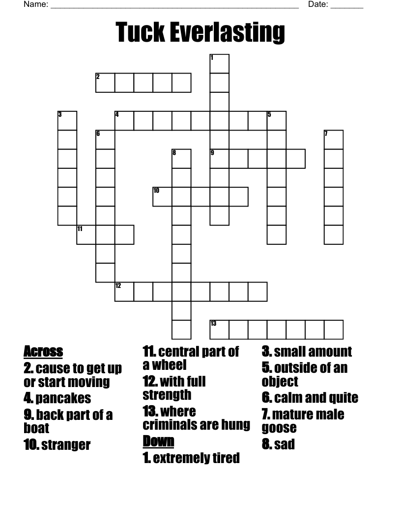 Tuck Everlasting  Crossword