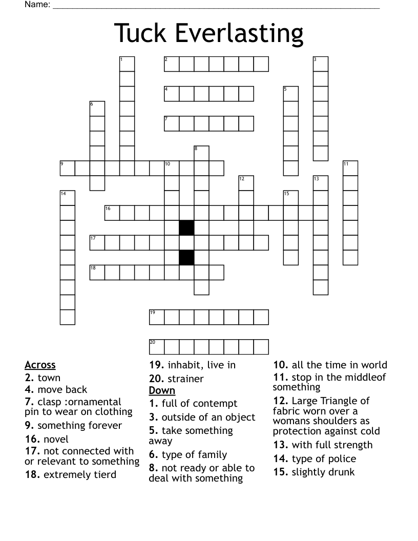 Tuck Everlasting  Crossword