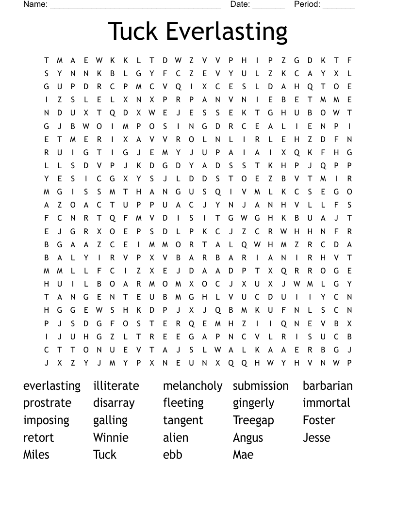 Tuck Everlasting  Word Search