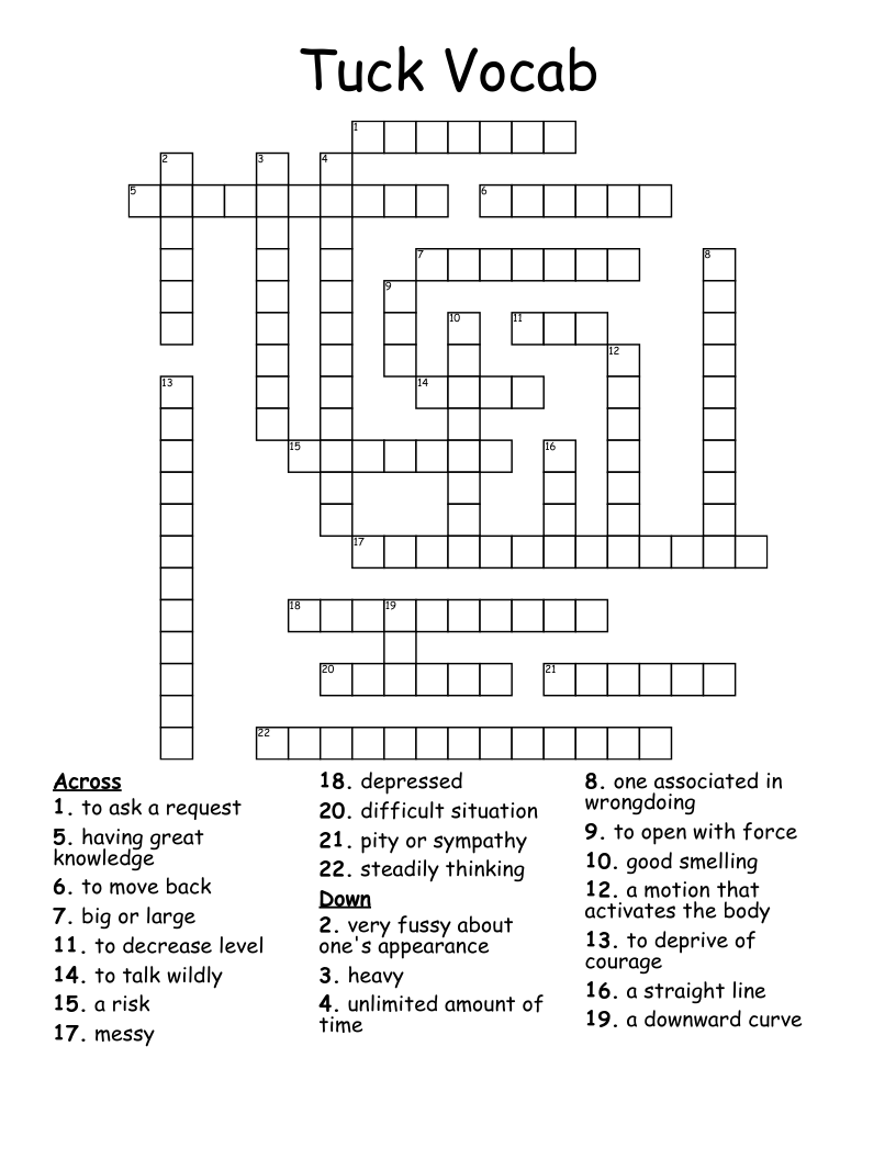 Tuck Vocab Crossword
