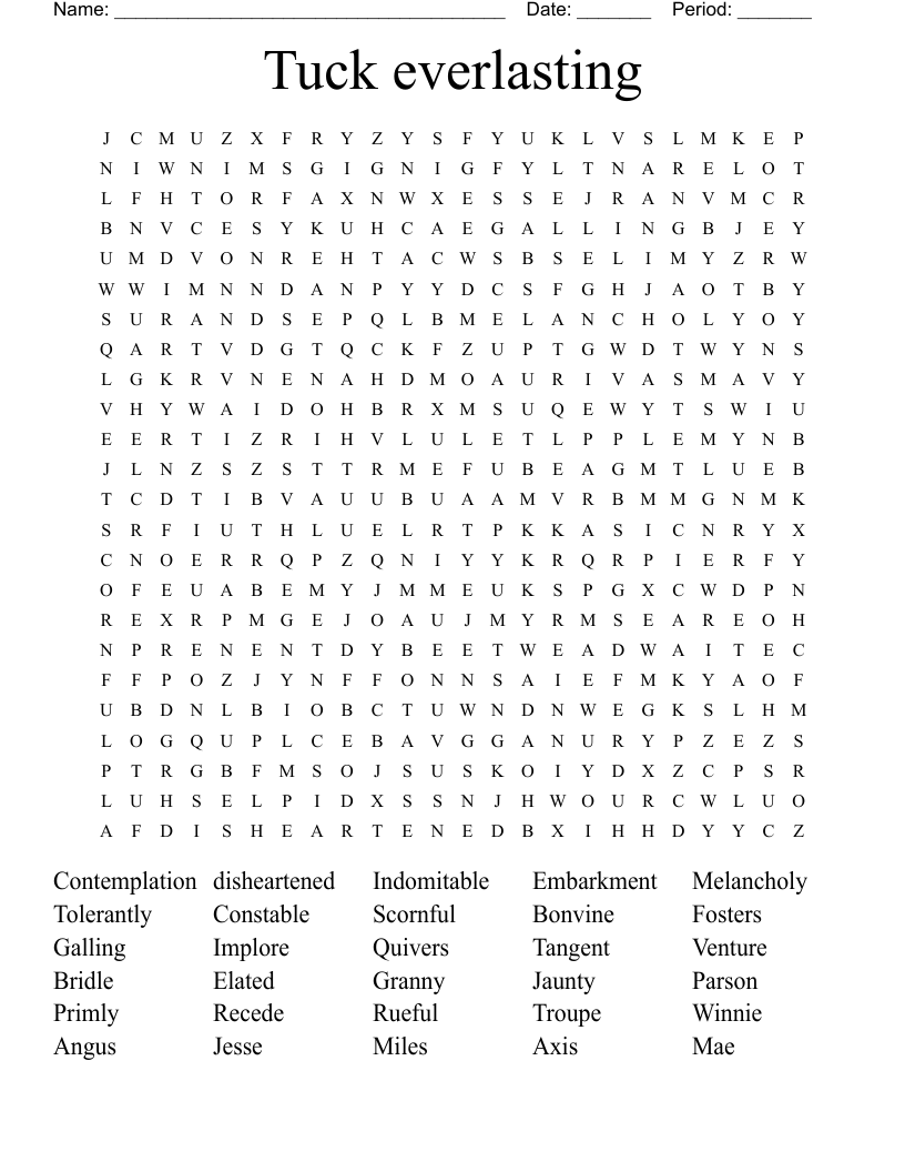 Tuck everlasting  Word Search