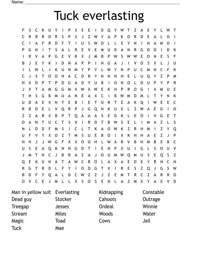 Tuck everlasting  Word Search