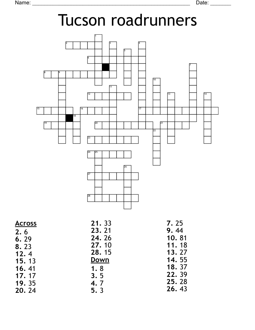Tucson roadrunners Crossword
