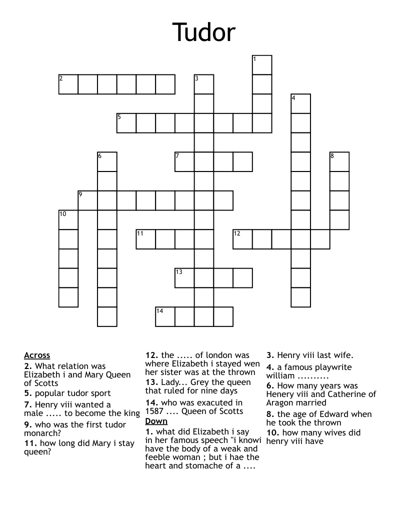 Tudor Crossword